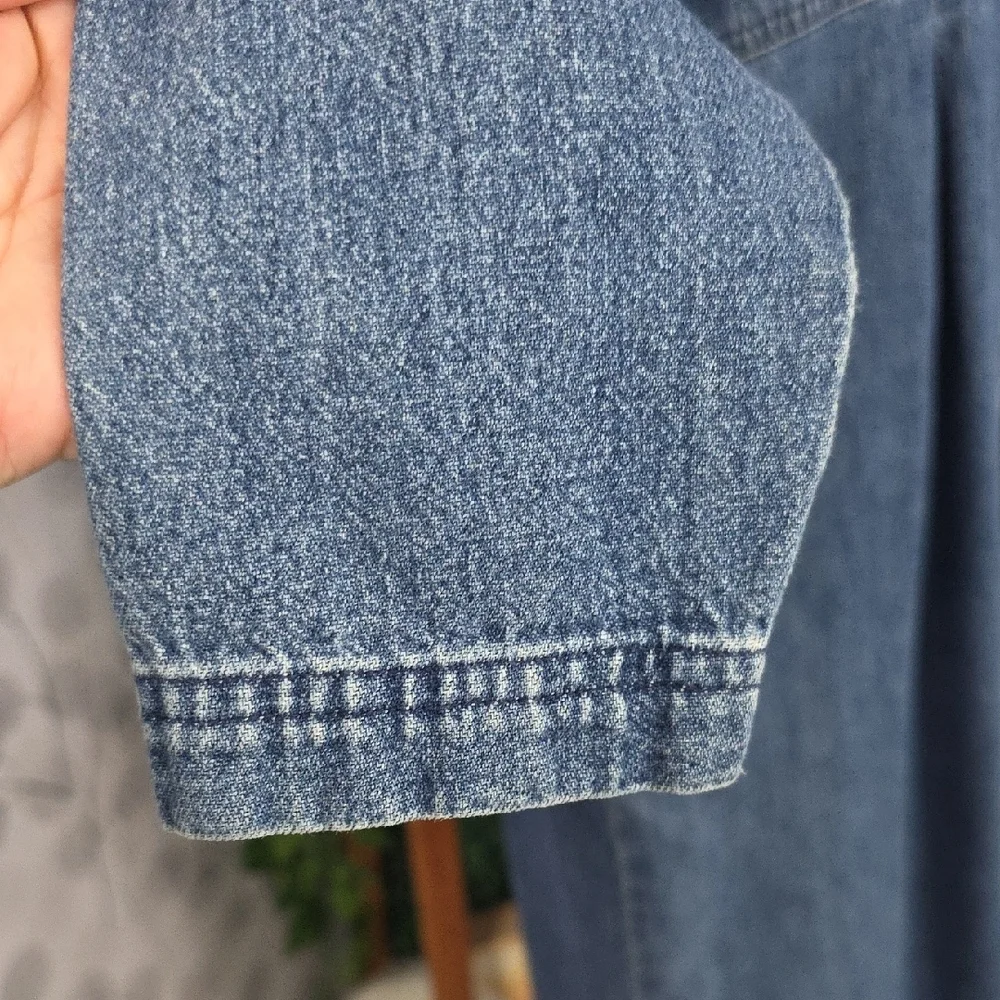 L.L. Bean Vintage Denim Button-Front Midi Dress-8 Petite - Picture 9 of 11